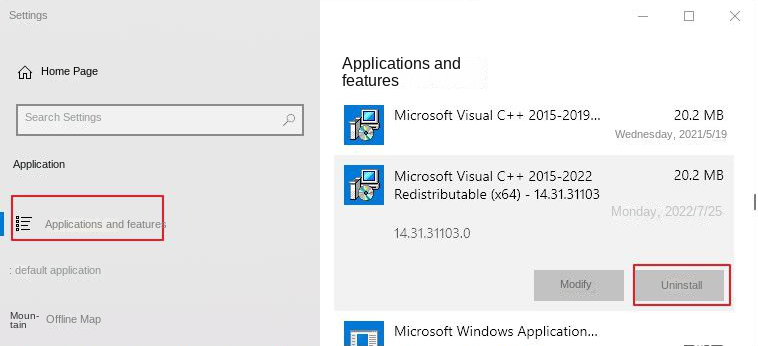Uninstall Microsoft Visual C++