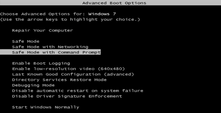 advanced boot options windows 7 repair your computer