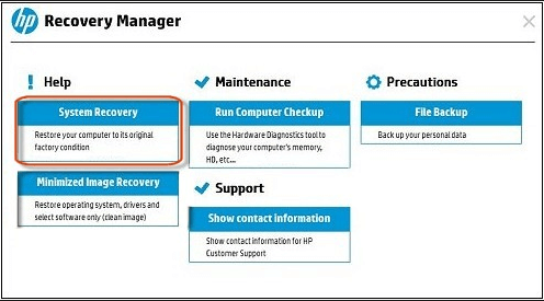 System Recovery HP recovery