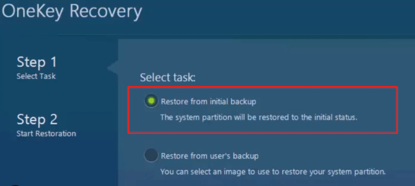 lenovo one key recovery Restore from initial backup