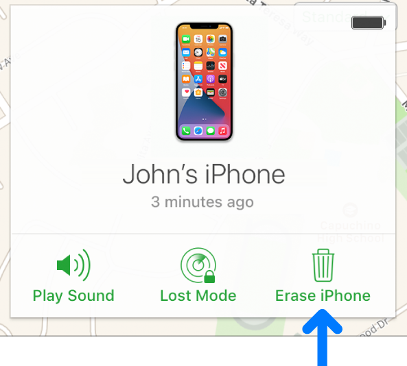 erase iphone in iCloud