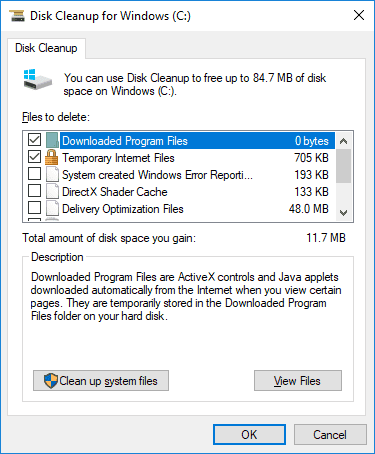 run a disk cleanup