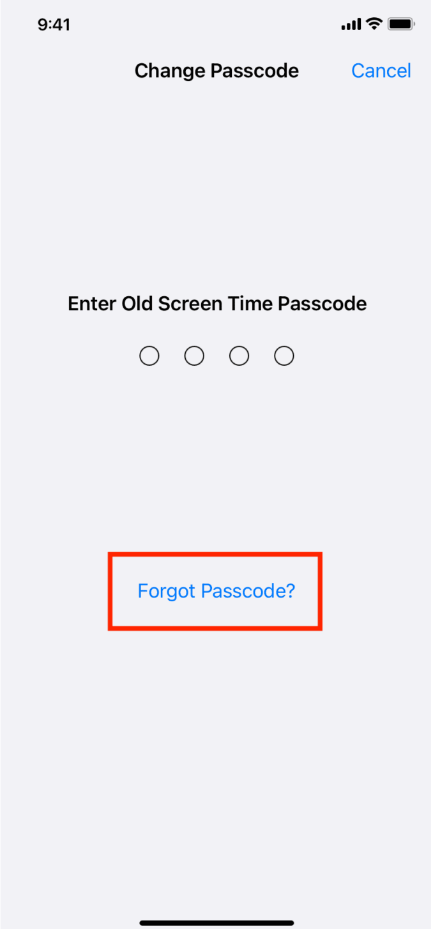 forgot screen time passcode