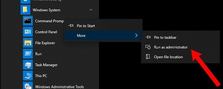 find cmd in the Windows search bar, right-clicking on Command Prompt