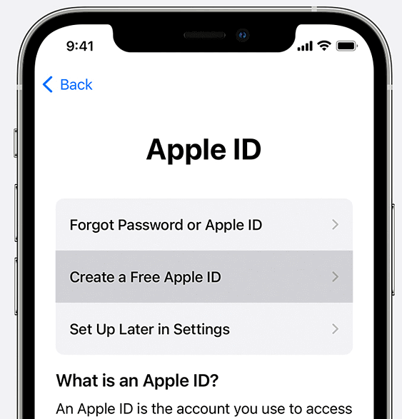 create a free apple ID on iPhone