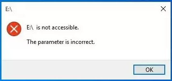 Windows The Parameter is Incorrect