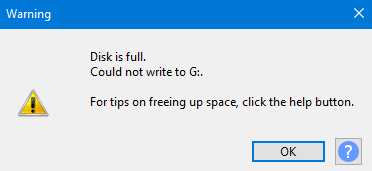 Disk Error 10: "The Disk is Full"