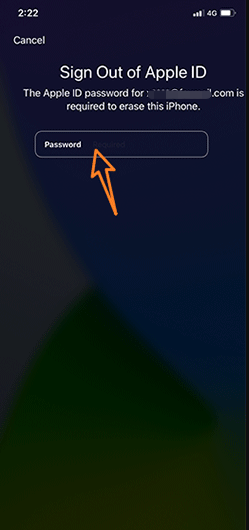 type the passcode of Apple ID on the interface of security lockout