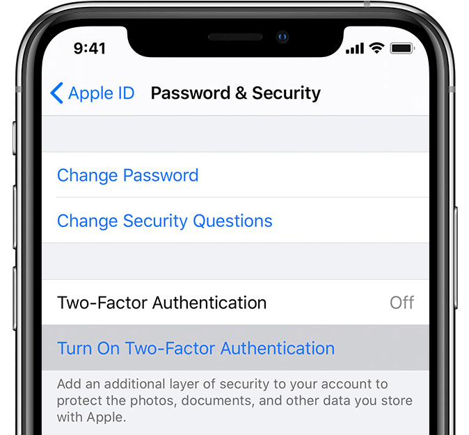turn on two authentication factor