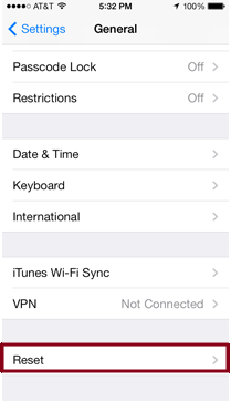 click on reset on iPhone 6