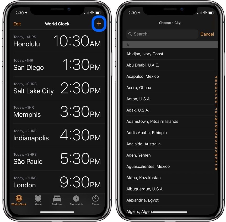 iphone X add a new clock