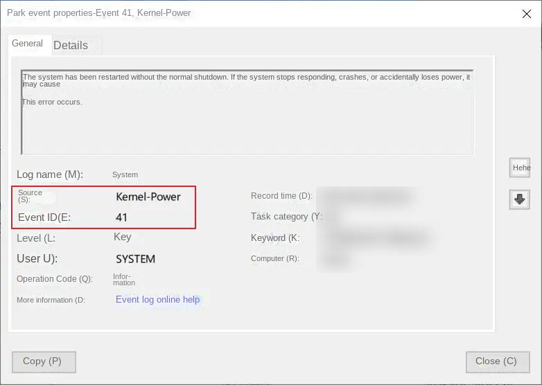 Kernel Power 41 error