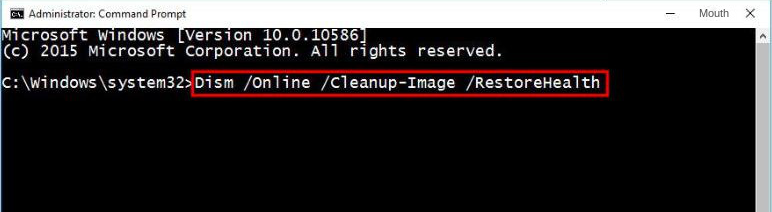Type DISM /Online /Cleanup-Image /RestoreHealth