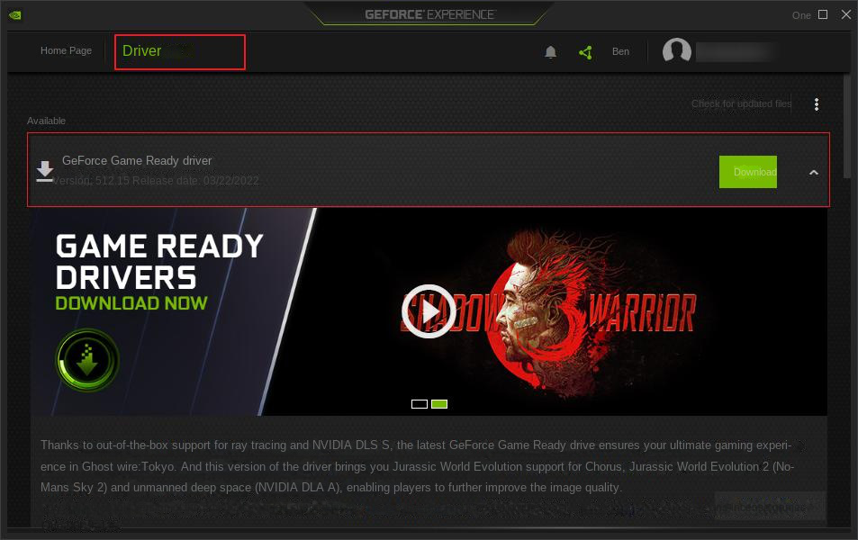 GeForce Experience software