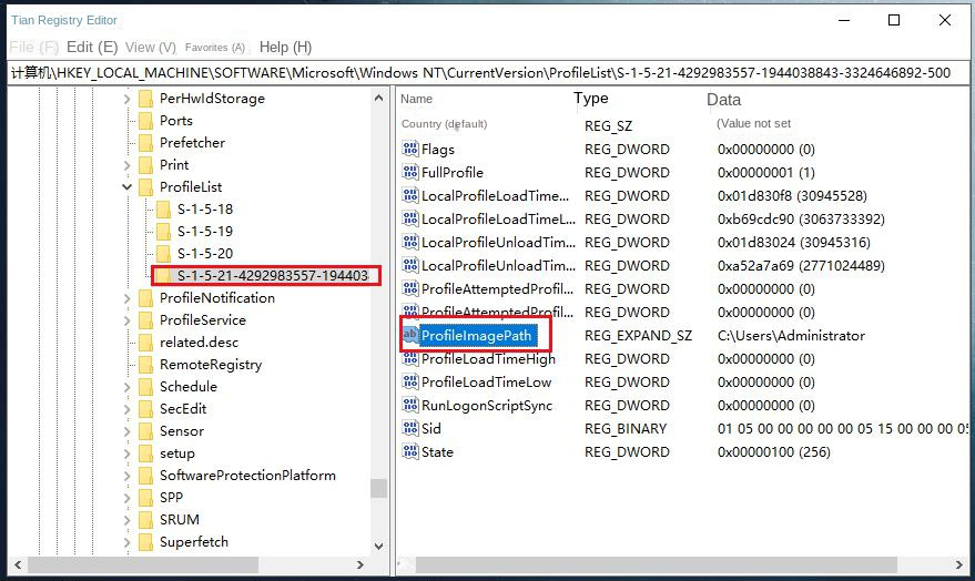 Double-click the ProfileImagePath file