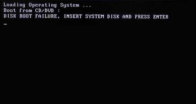 Error message DISK BOOT FAILURE