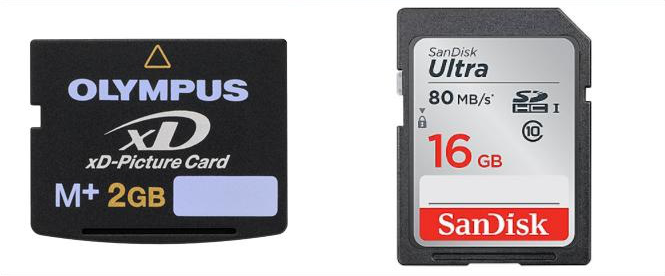 xd card and sd card