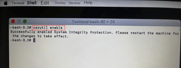 enable SIP on mac