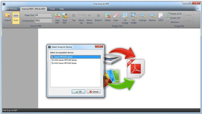 Free Scan to PDF software interface