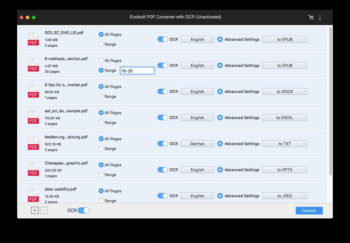 Batch Convert Pages for Enolsoft PDF