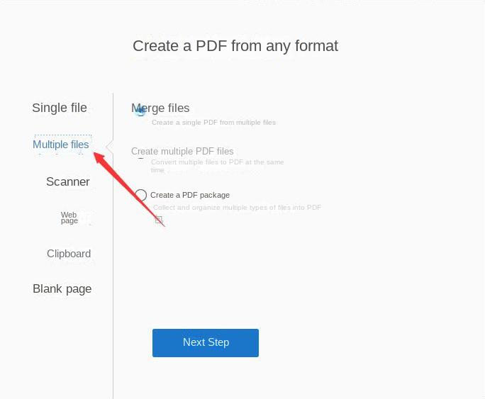 Select multiple files to create as PDF