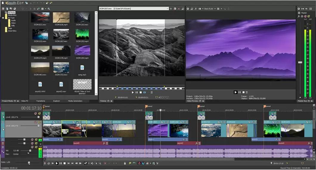 Sony Vegas Pro software operation interface