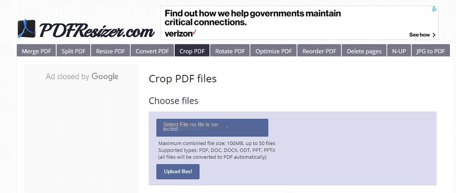 Crop PDF online