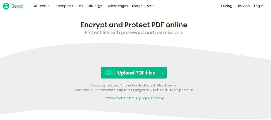 sejda PDF encryption