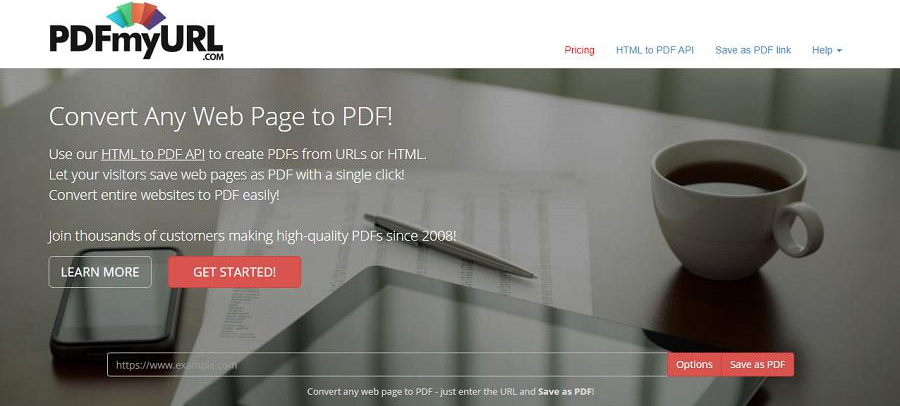 Online web page conversion to PDF