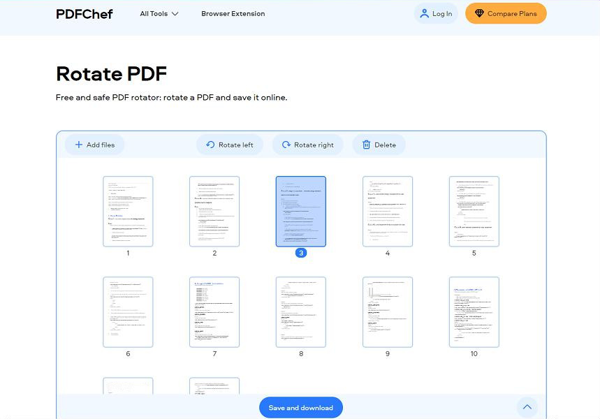 Rotate PDF pages online and save