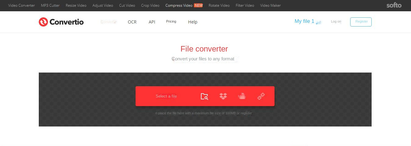 Convertio online format conversion tool interface