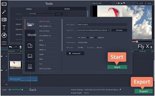 Export video interface