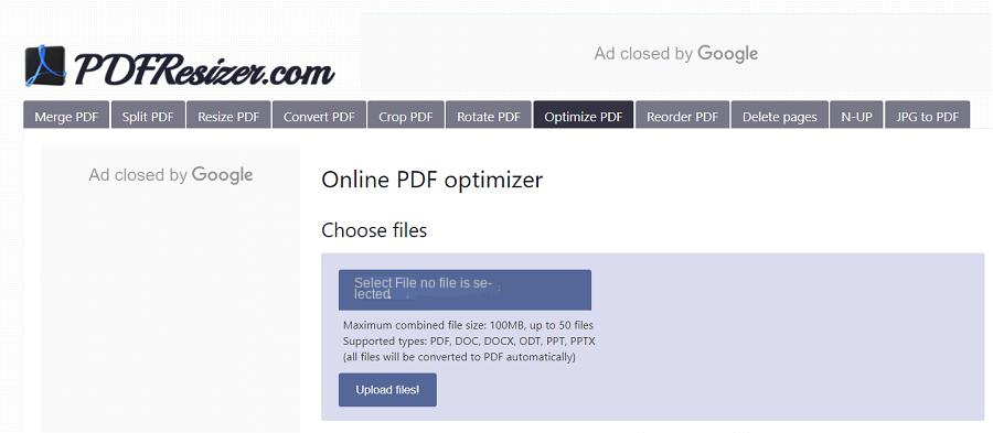 PDF compression tool