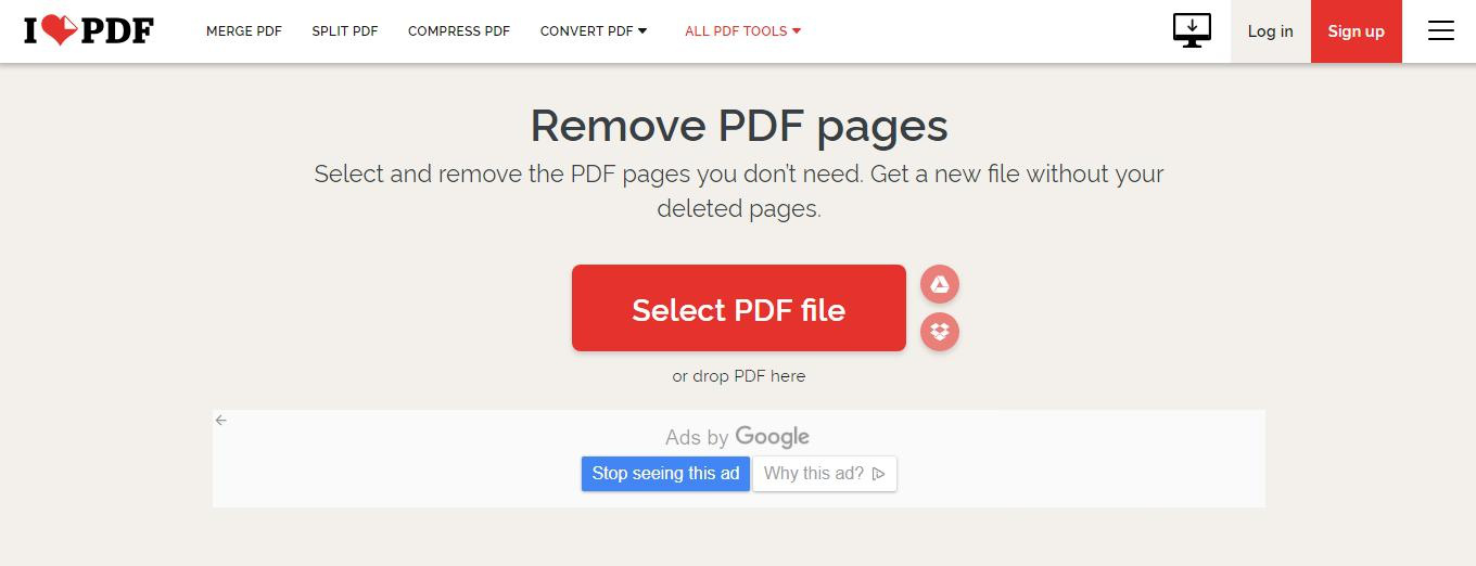 ILovePDF online PDF editing tool