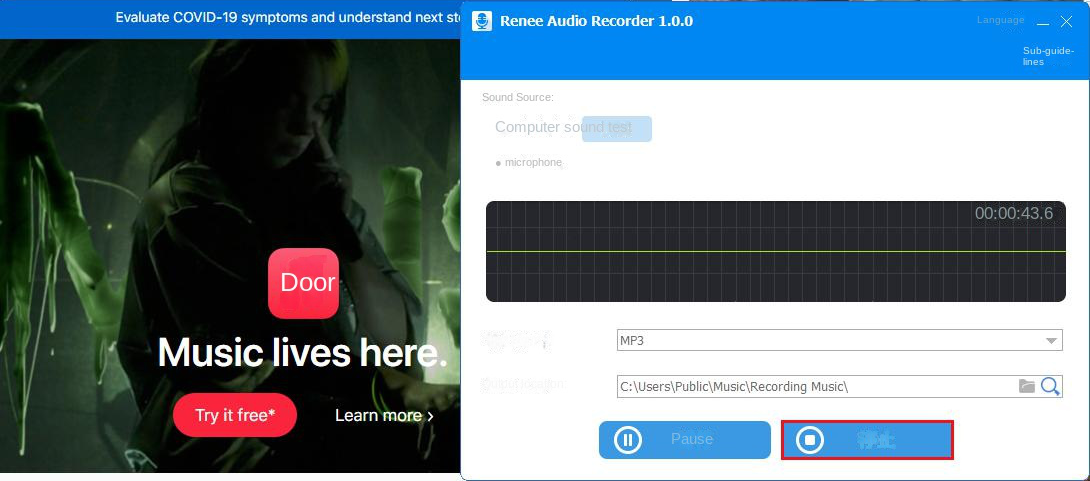 Record audio content interface
