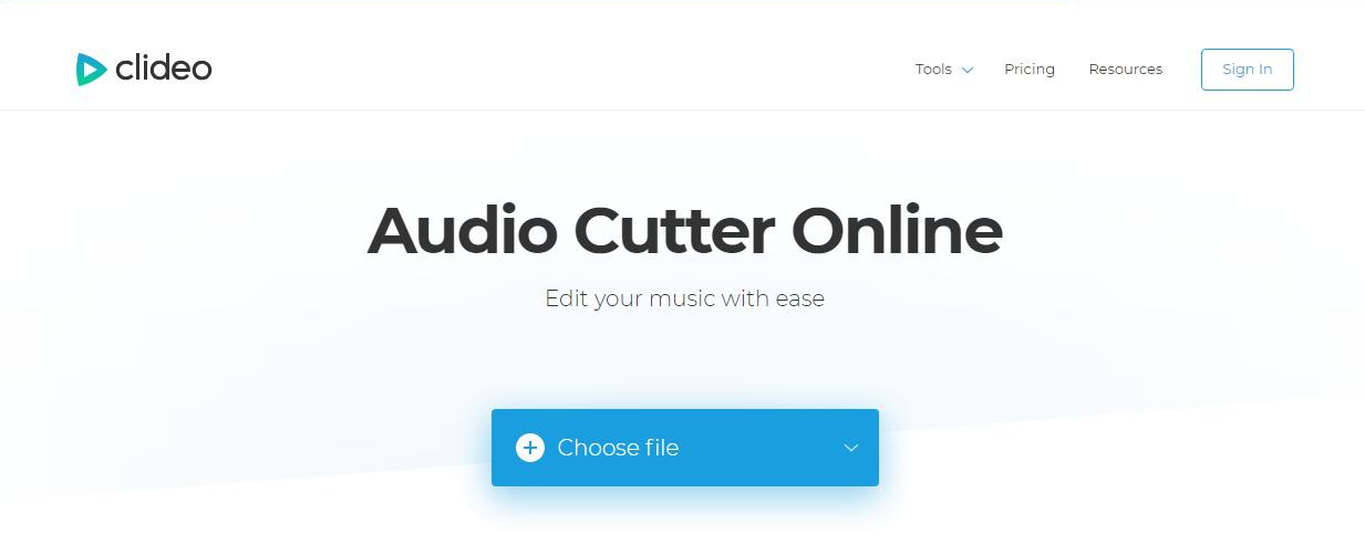 The operation interface of Clideo online audio editing tool