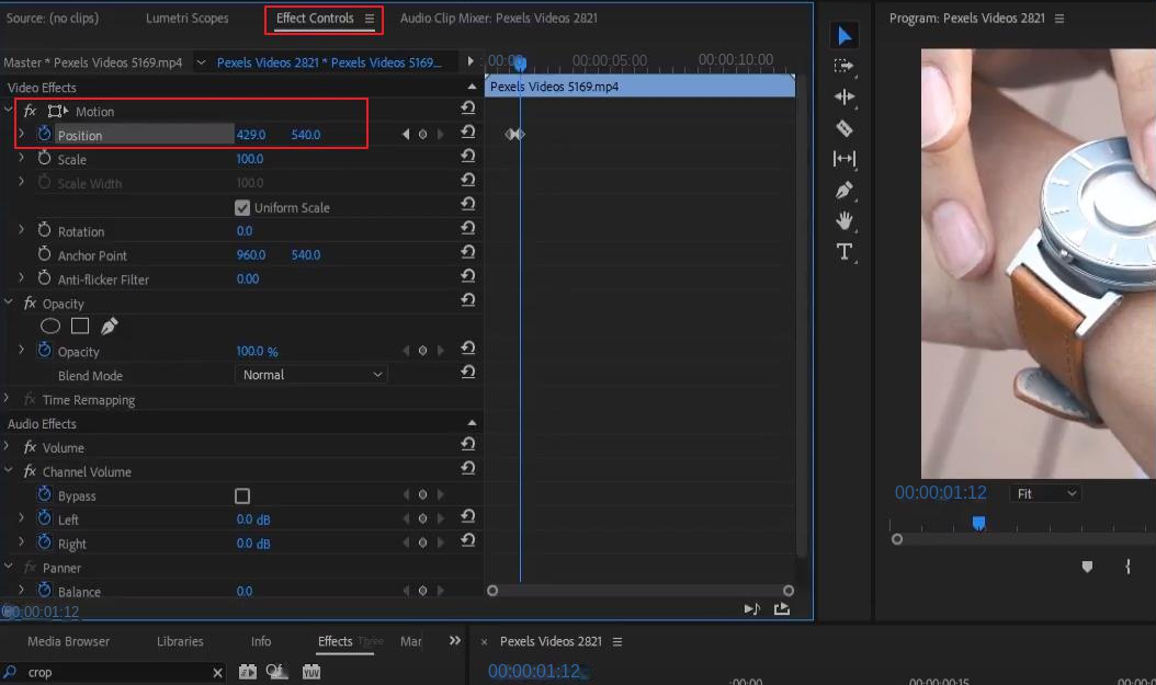 Adjust video position and save