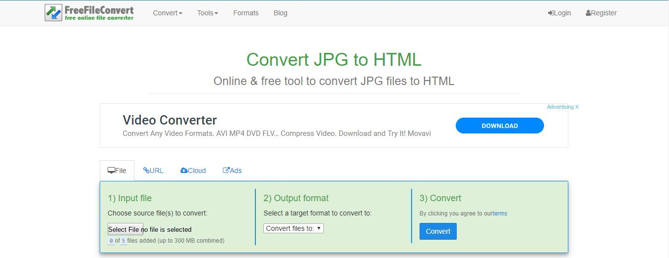 FreeFileConvert online format conversion tool