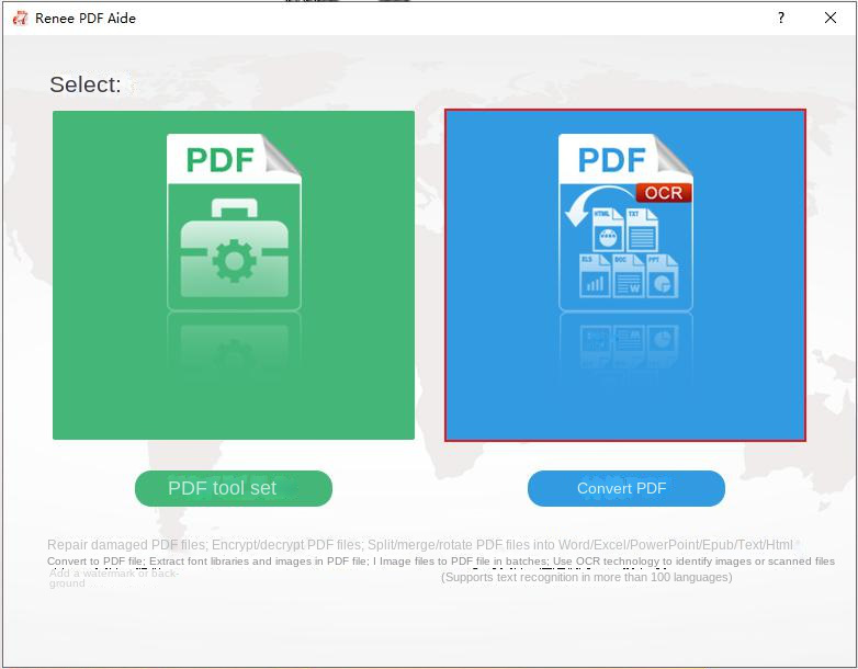 Convert PDF Options Bar