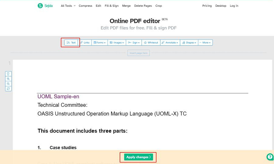 Online PDF typing tool