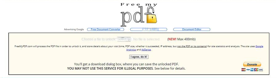 Remove PDF file password online