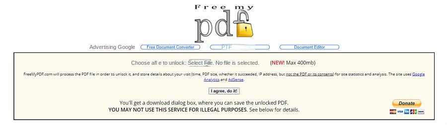 Remove PDF file password online