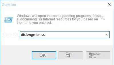 Run window input diskmgmt.msc