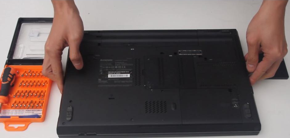Remove the back cover where the hard drive is installed in the notebook