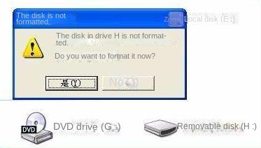 Disk is not formatted error message