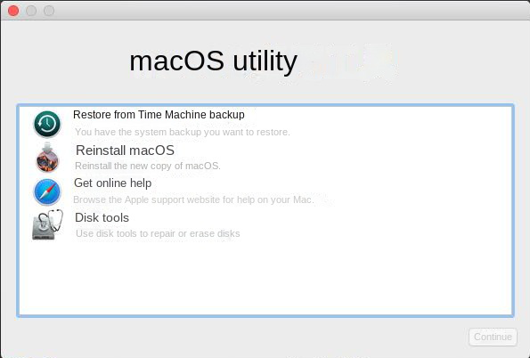 macOS Utilities menu