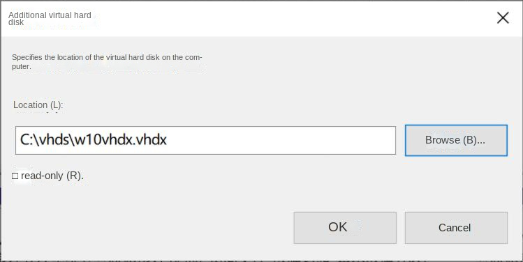 Select the virtual hard disk that needs to be attached