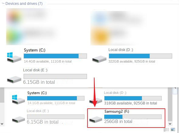 File Explorer showing partitions