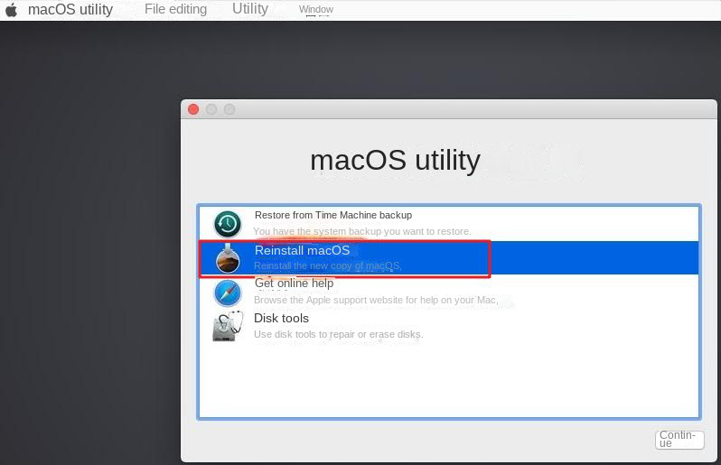 macOS Utilities reinstall macos