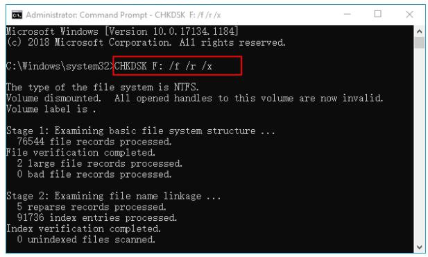 chkdsk repair mobile hard disk